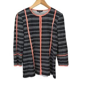 Misook Knit Acrylic Blend Cardigan Womens Small Jacket Black 1 Hook‎ Closure